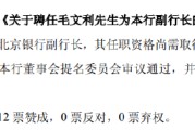梦见抓虾北京银行：同意聘任毛文利为副行长